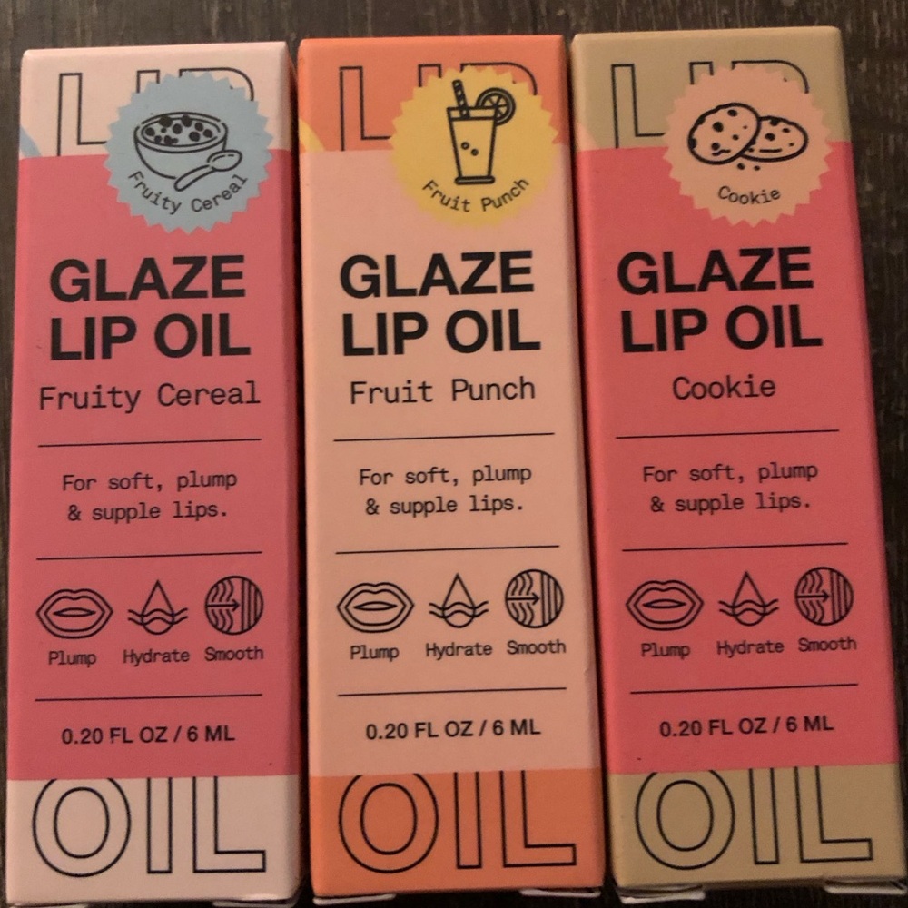 NEW Innbeauty Project Glaze Lip Oil Set of 3: Fruity Cereal Fruit Punch & Cookie